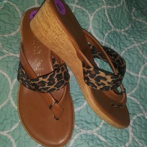 Leopard Print Leather Sandals